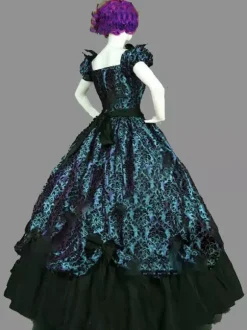 Victorian Retro Tudor Dress Costumes Women's Blue Marie Antoinette Short Sleeves Ball gown Victorian Era Style Set Masquerade Vintage Dress