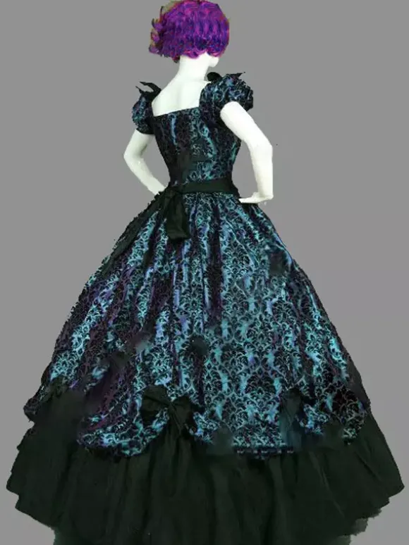 Victorian Retro Tudor Dress Costumes Women's Blue Marie Antoinette Short Sleeves Ball gown Victorian Era Style Set Masquerade Vintage Dress