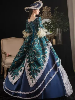 Victorian Retro Tudor Dress Costumes Women's Rococo Retro Tudor Dress Costumes Women's Lace Ruffle Jacquard Marie Antoinette Costume Masquerade Ball Gown