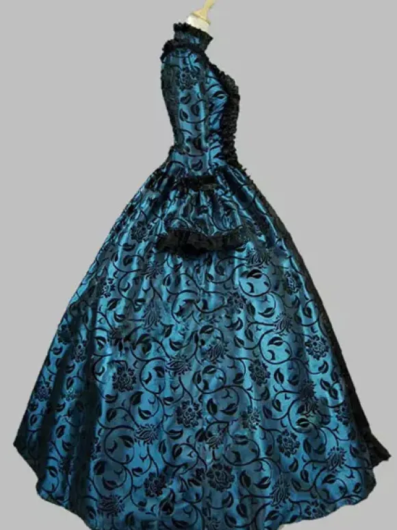 Victorian Retro Tudor Dress Costume Women's Baroque Lace Ruffles Green Marie Antoinette Long Sleeves Victoria Era Clothing Party Dresses Burgundy