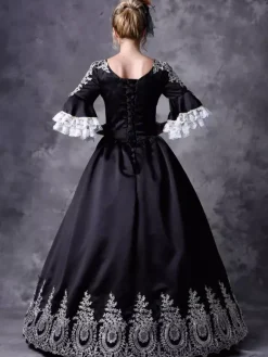 Victorian Retro Tudor Dress Costume Women's Black Hooded Masquerade Ball Gowns Royal Victorian Era Clothing Retro Costume Carnival