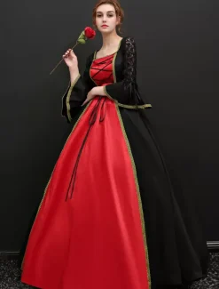 Victorian Retro Tudor Dress Costume Women's Baroque Black Half Sleeves Ball Gown Vintage Retro Dress