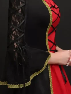 Victorian Retro Tudor Dress Costume Women's Baroque Black Half Sleeves Ball Gown Vintage Retro Dress
