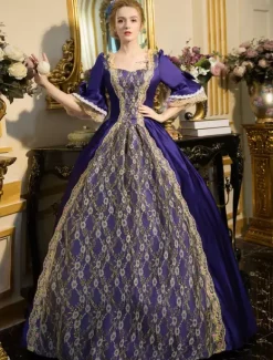 Victorian Retro Tudor Dress Costume Women's Retro Baroque Costume Lace Embroidered Tunic Lace Up Ball Gown Victorian era Clothing Retro Tudor Dress Costumes Dress Carnival