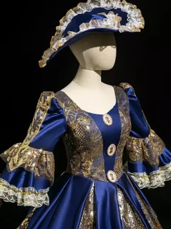Victorian Rococo Costumes Dress Red Marie Antoinette Costume Ball Gown Burgundy