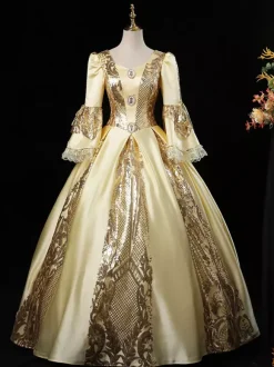 Victorian Rococo Costumes Dress Red Marie Antoinette Costume Ball Gown Burgundy