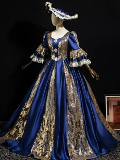 Victorian Rococo Costumes Dress Red Marie Antoinette Costume Ball Gown Burgundy