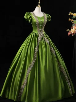 Victorian Rococo Costumes Dress Royal Blue Marie Antoinette Short Slvess Costume Burgundy