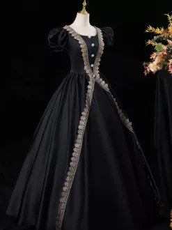 Victorian Rococo Costumes Dress Royal Blue Marie Antoinette Short Slvess Costume Burgundy