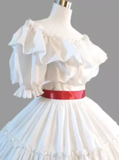 Victorian Tudor Dress Costumes Ruffle Women's Marie Antoinette Gown Short Sleeves Round Neckline Vintage Set Party Prom Dress