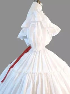 Victorian Tudor Dress Costumes Ruffle Women's Marie Antoinette Gown Short Sleeves Round Neckline Vintage Set Party Prom Dress