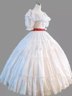 Victorian Tudor Dress Costumes Ruffle Women's Marie Antoinette Gown Short Sleeves Round Neckline Vintage Set Party Prom Dress