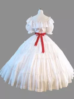 Victorian Tudor Dress Costumes Ruffle Women's Marie Antoinette Gown Short Sleeves Round Neckline Vintage Set Party Prom Dress