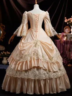 Victorian Tudor Dress Ruffle Flare Half Sleeves Dress Marie Antoinette Costume