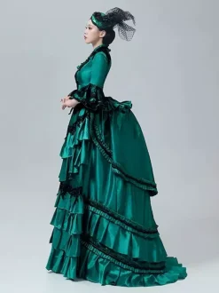 Victorian Women's Bustle Dress Ball Gown High-waisted Basquine Retro Vintage Dress