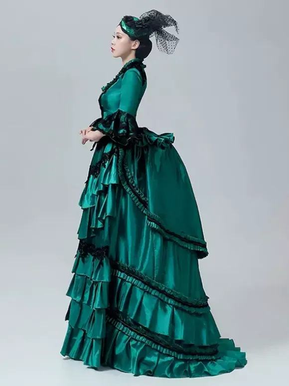 Victorian Women's Bustle Dress Ball Gown High-waisted Basquine Retro Vintage Dress