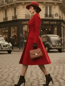 Vintage A-line Double-breasted Woolen Flared Midi Coat For Women 2026