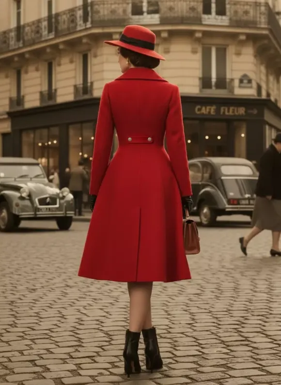 Vintage A-line Double-breasted Woolen Flared Midi Coat For Women 2026