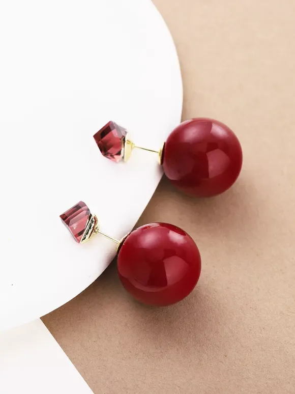 Vintage Burgundy Pearl Earrings For Women 2026