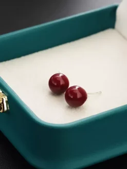 Vintage Burgundy Pearl Earrings For Women 2026