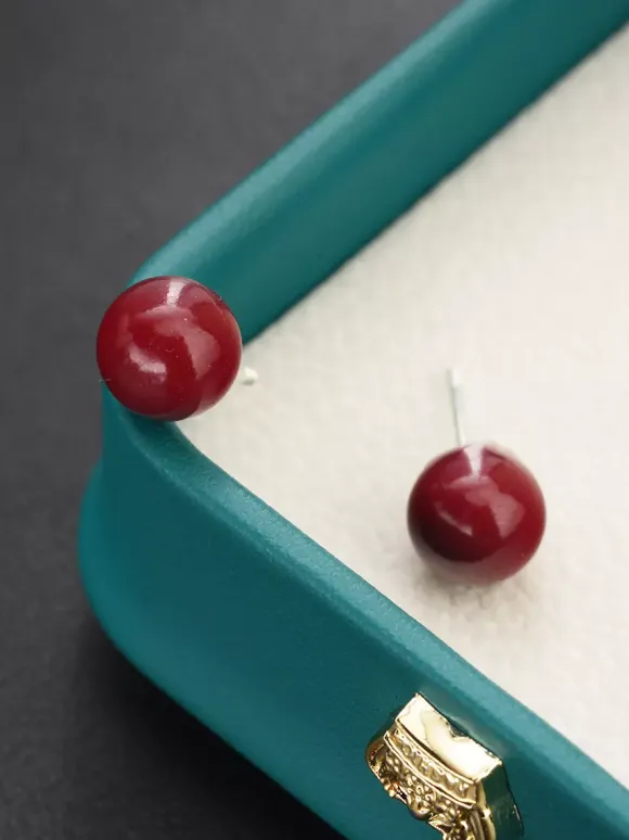 Vintage Burgundy Pearl Earrings For Women 2026