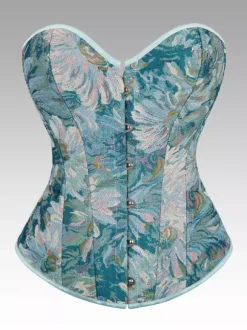 Vintage Clothing Vintage Corset Vintage Women's Clothing Light Sky Blue Lace up Corset Adult's Floral Print Retro