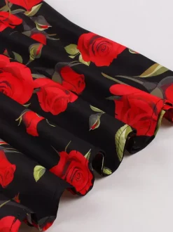 Vintage Dresses 1950s Swing Floral Swing Dress Sleeveless A-Line Tea Party Midi Dress