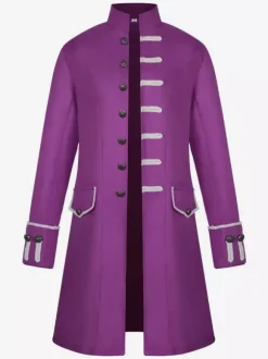 Vintage Medieval Frock Coat Men Stand Collar Jacket Costume Uniform