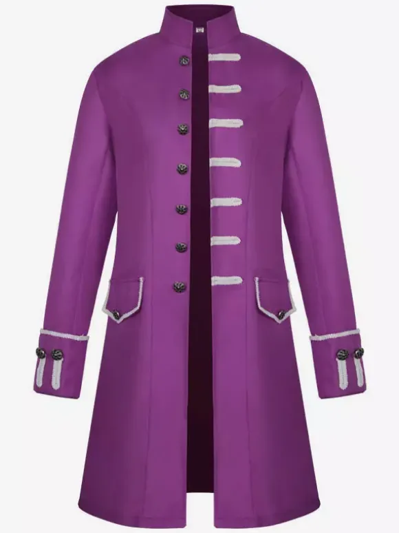 Vintage Medieval Frock Coat Men Stand Collar Jacket Costume Uniform
