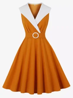 Vintage 1950s Swing Cocktail Sleeveless Medium Retro Dress