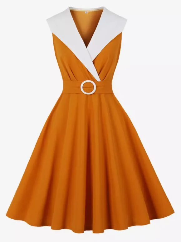 Vintage 1950s Swing Cocktail Sleeveless Medium Retro Dress