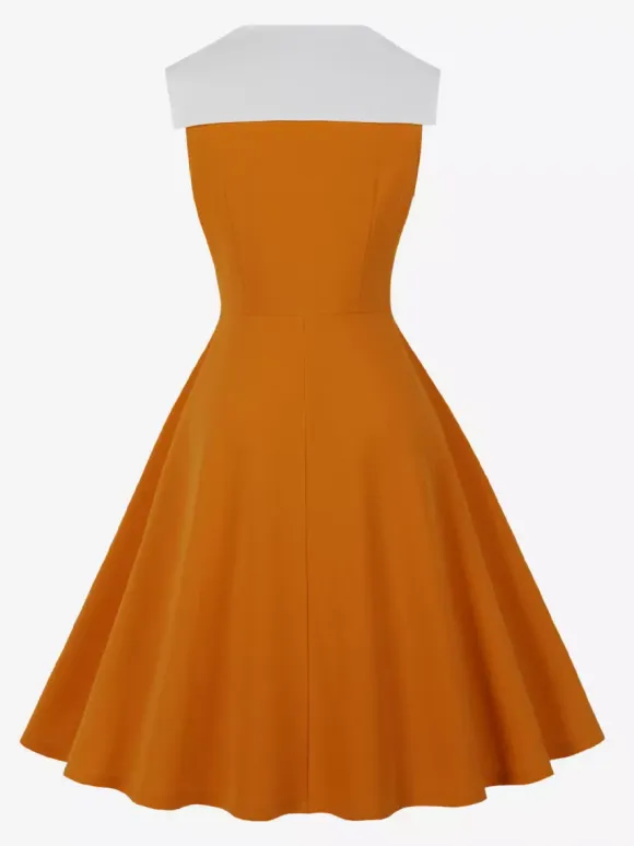 Vintage 1950s Swing Cocktail Sleeveless Medium Retro Dress