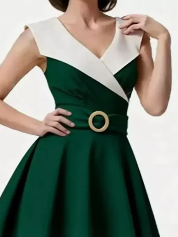 Vintage 1950s Swing Cocktail Sleeveless Medium Retro Dress