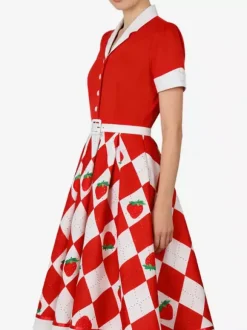 Vintage 1950s Swing Cocktail Dress Women Sleeveless Retro Dress