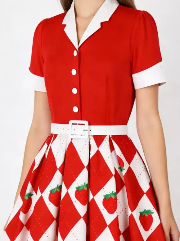 Vintage 1950s Swing Cocktail Dress Women Sleeveless Retro Dress