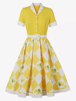 Vintage 1950s Swing Cocktail Dress Women Sleeveless Retro Dress