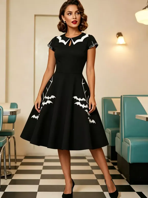 Vintage 1950s Swing Cocktail Sleeveless Retro Dress