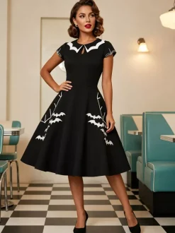 Vintage 1950s Swing Cocktail Sleeveless Retro Dress