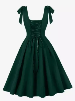 Vintage 1950s Swing Cocktail Dress Women Sleeveless Retro Dress