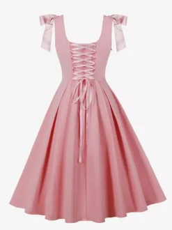 Vintage 1950s Swing Cocktail Dress Women Sleeveless Retro Dress