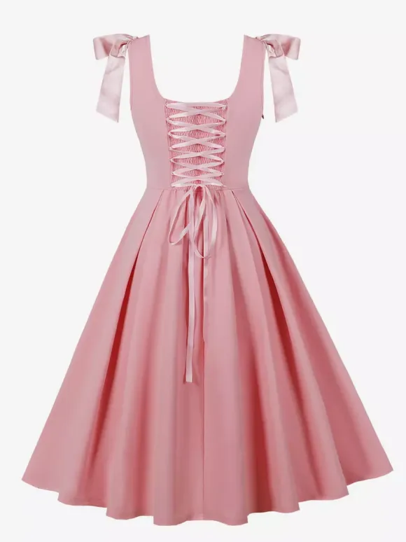 Vintage 1950s Swing Cocktail Dress Women Sleeveless Retro Dress