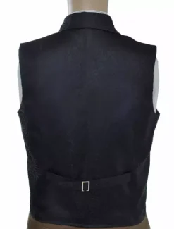 Vintage Steampunk Waistcoat Black Men's Double Breasted Pocket Watch Chain Back Strap Jacquard Retro Suit Vest Carnival