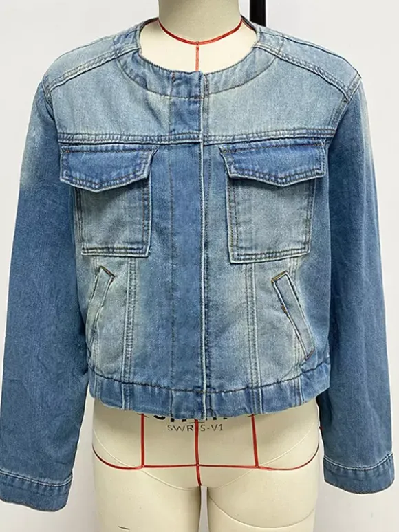 Vintage Washed Denim Jacket For Women - Blue Retro Single Breasted Loose Jean Trucker Coat - Spring Casual Streetwear 2026