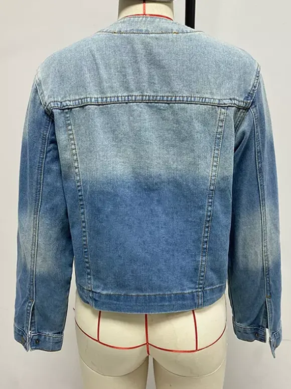 Vintage Washed Denim Jacket For Women - Blue Retro Single Breasted Loose Jean Trucker Coat - Spring Casual Streetwear 2026
