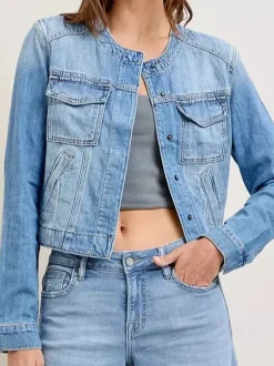 Vintage Washed Denim Jacket For Women - Blue Retro Single Breasted Loose Jean Trucker Coat - Spring Casual Streetwear 2026