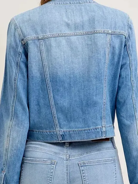 Vintage Washed Denim Jacket For Women - Blue Retro Single Breasted Loose Jean Trucker Coat - Spring Casual Streetwear 2026