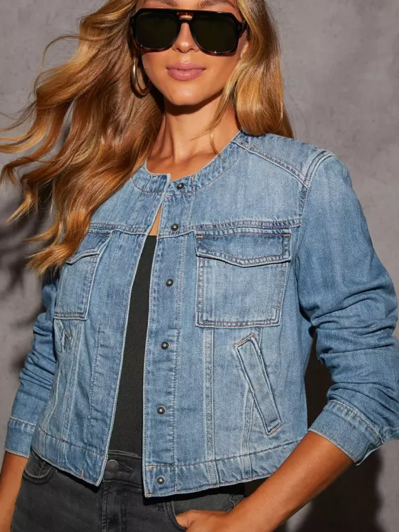 Vintage Washed Denim Jacket For Women - Blue Retro Single Breasted Loose Jean Trucker Coat - Spring Casual Streetwear 2026