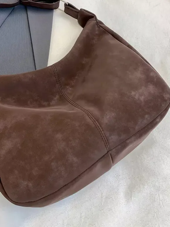 Vintage Washed Faux Leather Large Capacity Hobo Shoulder Tote Bag Casual Daily Handbag