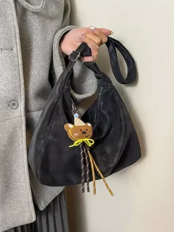 Vintage Washed Faux Leather Large Capacity Hobo Shoulder Tote Bag Casual Daily Handbag