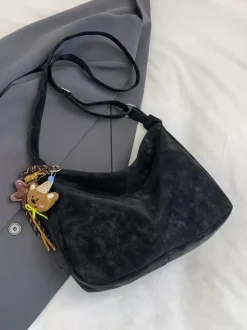 Vintage Washed Faux Leather Large Capacity Hobo Shoulder Tote Bag Casual Daily Handbag